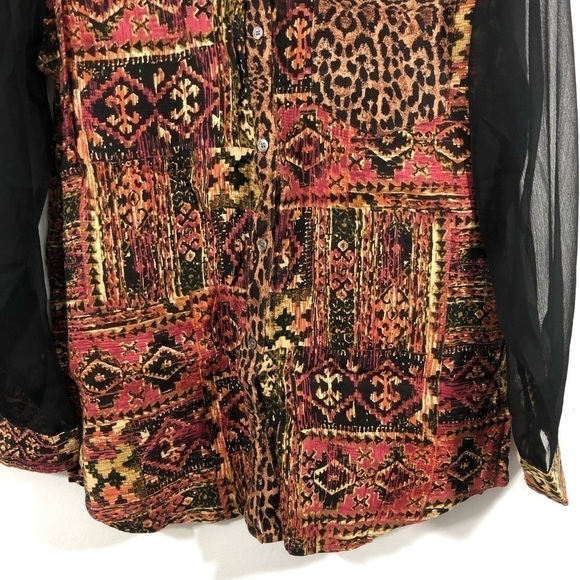 Soft Surroundings Brown Animal Print Blouse S - Picture 3 of 6